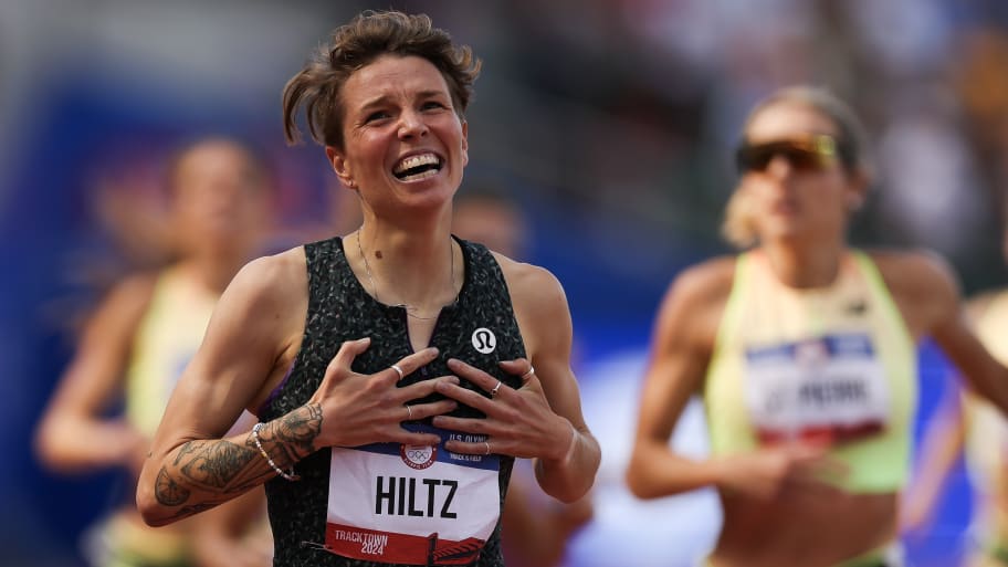 Nikki Hiltz after they won the women's 1500 meter final. 