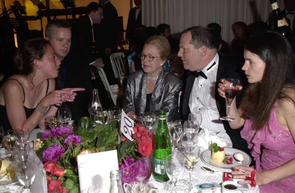 Tim Robbins, Dr. Mathilde Krim, Harvey Weinstein, and Julia Ormond.