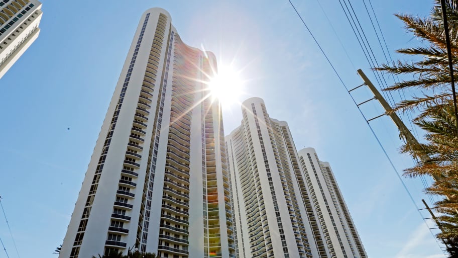 From left, Trump Towers I, II and III are  shown in Sunny Isles Beach, Florida, U.S. March 13, 2017.