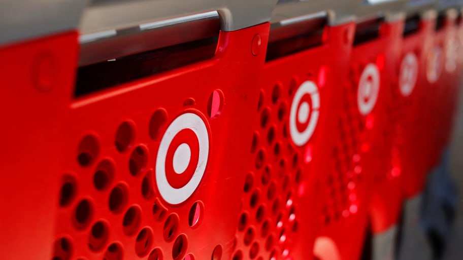 Shopping carts from a Target store.