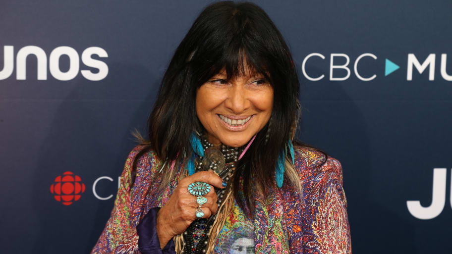 Buffy Sainte-Marie makes an appearance on a red-carpet ahead of Juno Awards in 2018.