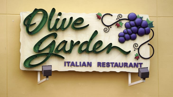 The sign outside an Olive Garden restaurant.