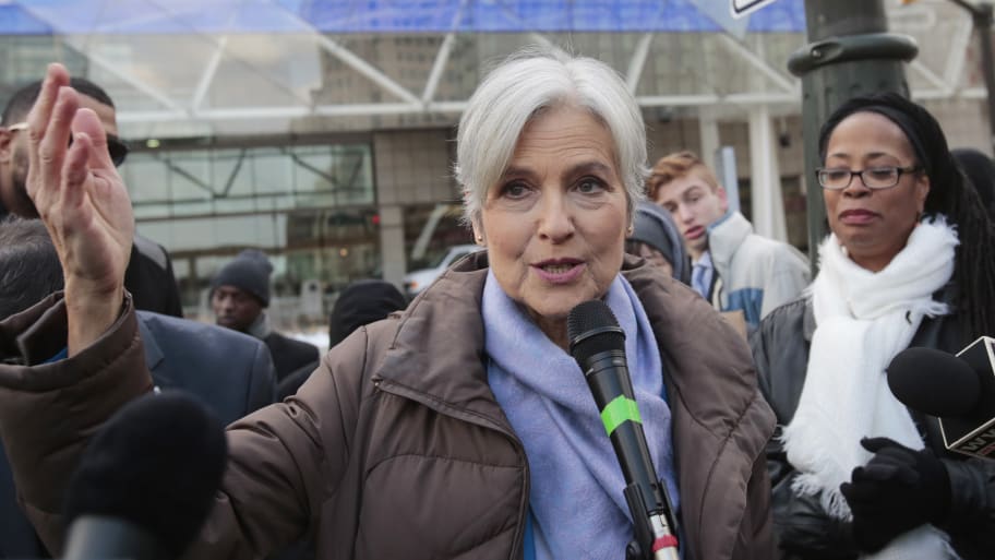 Jill Stein, 2016 Green Party candidate for U.S. president, holds a rally and protest against stopping the recount of election ballots