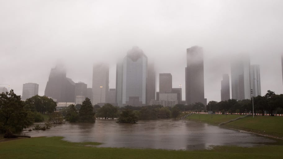 Buffalo Bayou in downtown Houston, Texas, during a storm in 2015