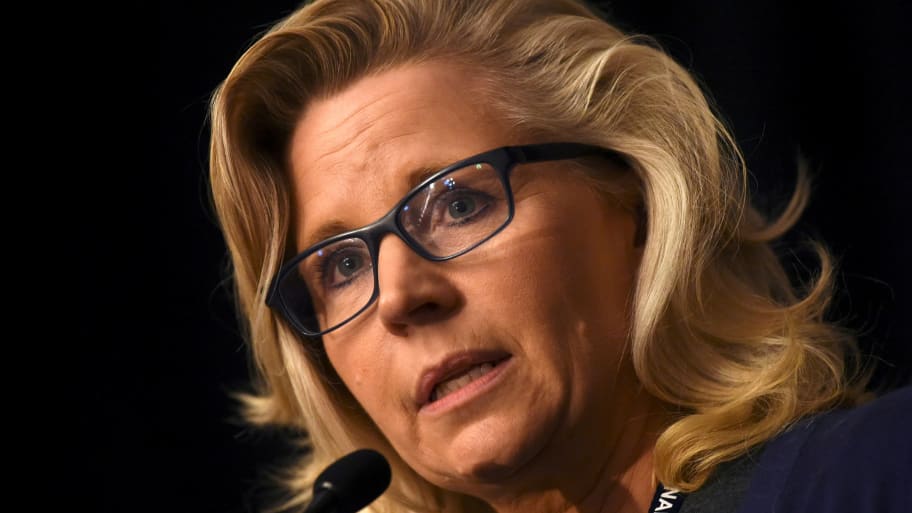 Liz Cheney speaks during a conference