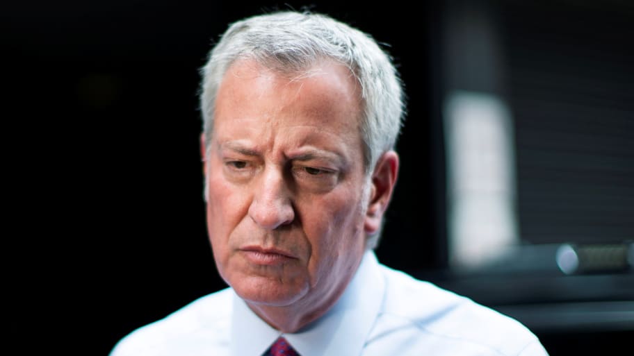 Bill de Blasio gives his remarks to the media regarding a probe that found New York Gov. Andrew Cuomo sexually harassed multiple women, in New York City, New York, Aug. 3, 2021.