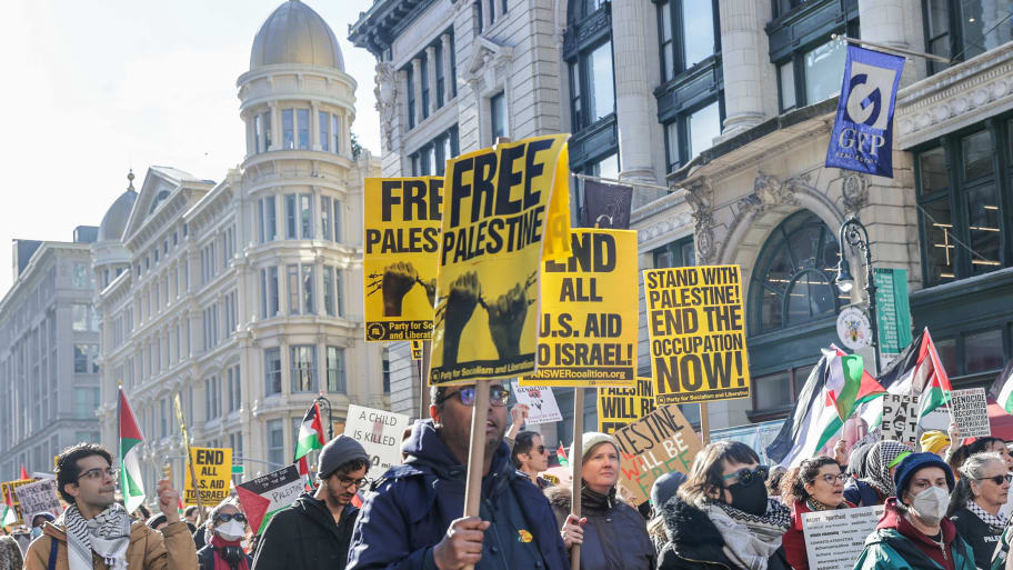 Pro-Palestine demonstrators in New York on Black Friday.