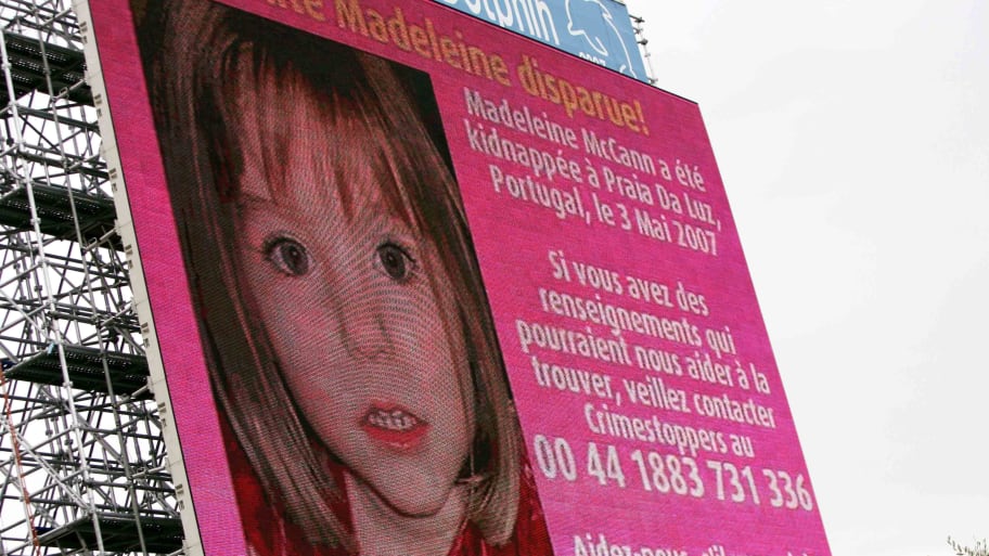 A missing persons billboard for Maddie McCann