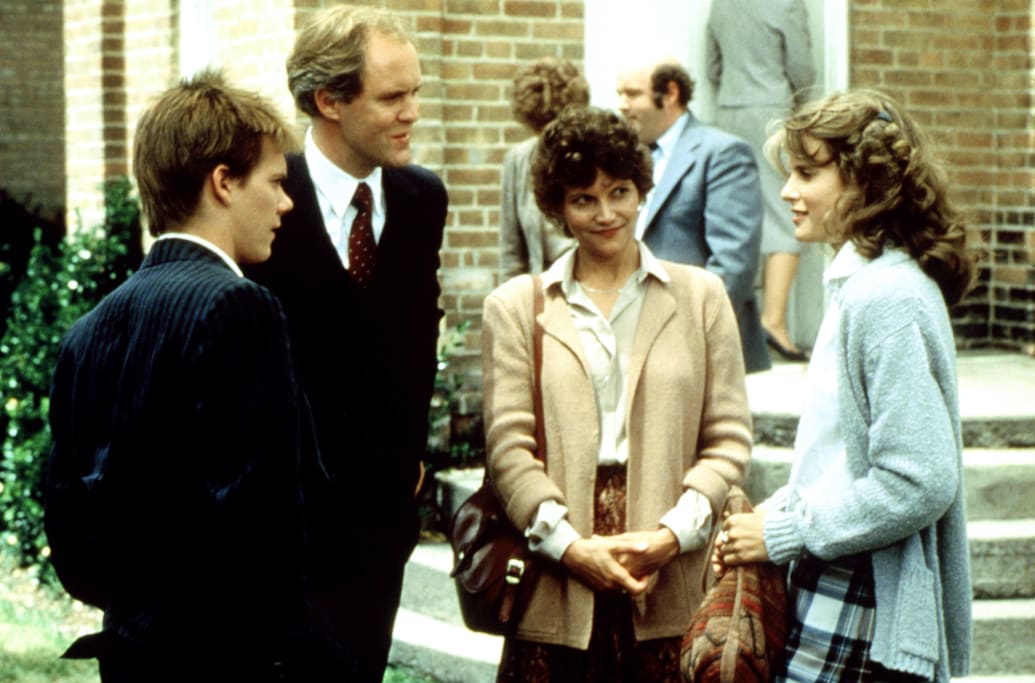 Kevin Bacon, John Lithgow, Frances Lee McCain, and Lori Singer in 'Footloose'