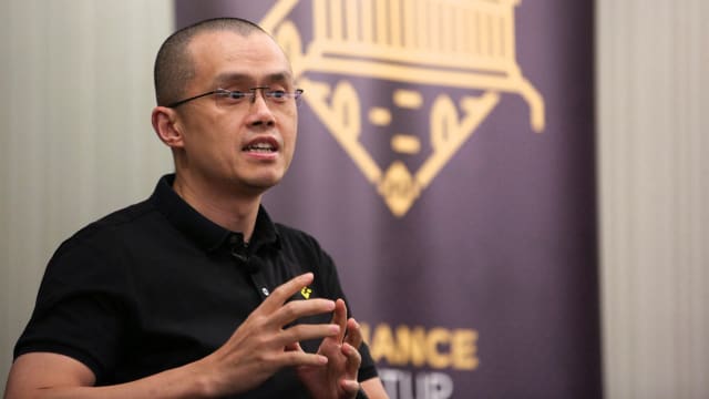 Changpeng Zhao, founder and chief executive officer of Binance, speaks during an event in Athens, Greece, Nov. 25, 2022.
