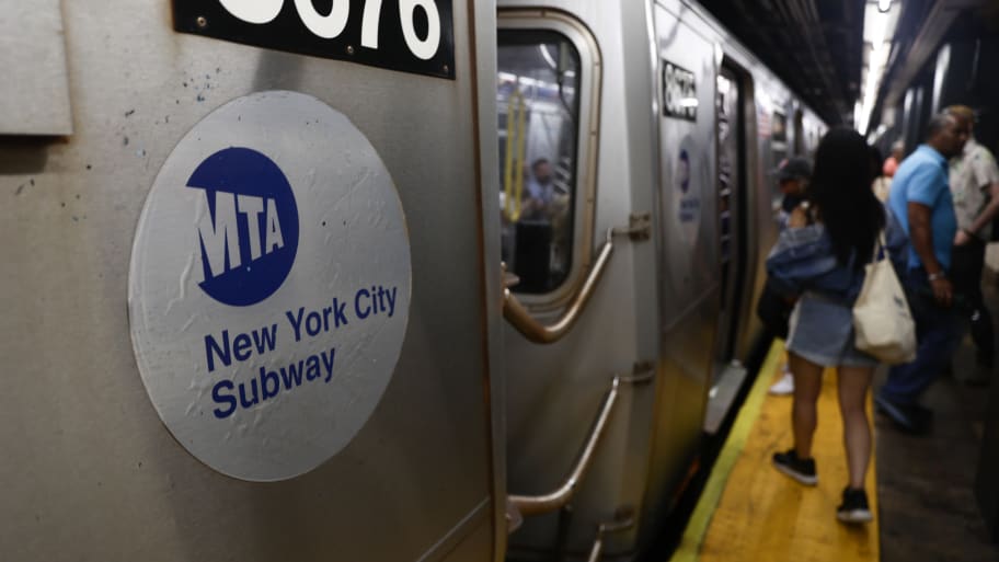 A close-up photo of the New York City subway.