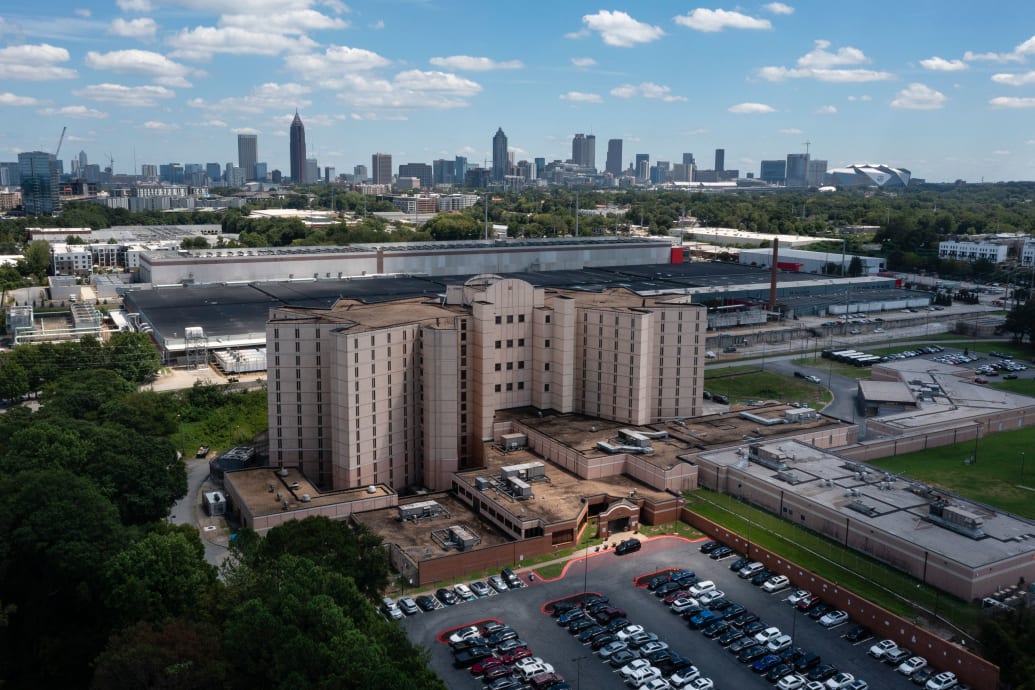 An aerial photograph of the Fulton County jail in Atlanta