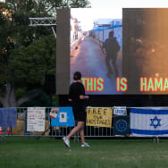 Photo of a pro-Israel counterprotest display at UCLA.