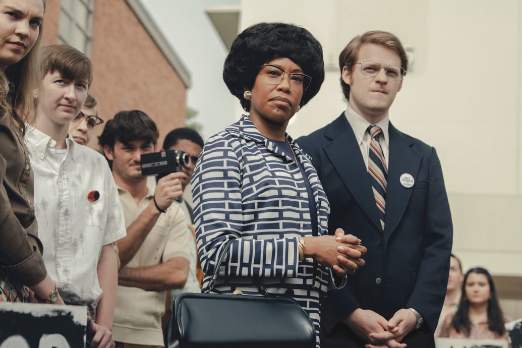 Regina King as Shirley Chisholm and Lucas Hedges as Robert Gottlieb