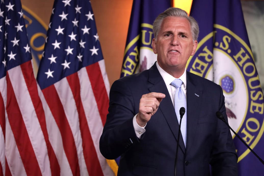 A photo of Kevin McCarthy speaking at a podium