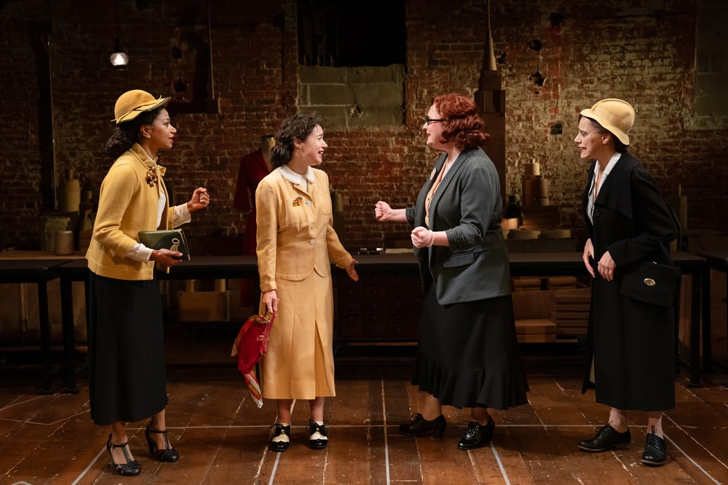 (l to r) Rebecca Naomi Jones, Sarah Steele, Julia Lester, and Judy Kuhn in “I Can Get It for You Wholesale.”