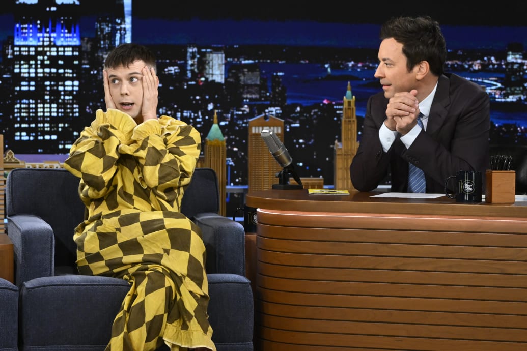 Cole Escola during an interview with 'Tonight Show' host Jimmy Fallon on Wednesday, June 5, 2024.