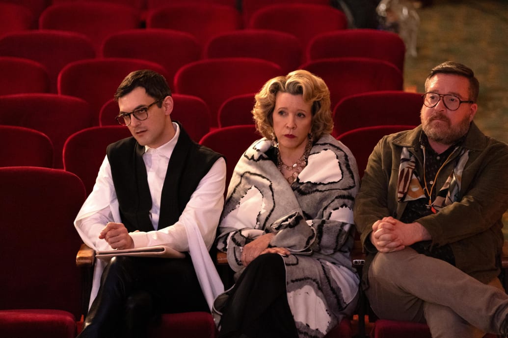 Photo still of Wesley Taylor, Linda Emond, and Michael Cyril Creighton in 'Only Murders in the Building'