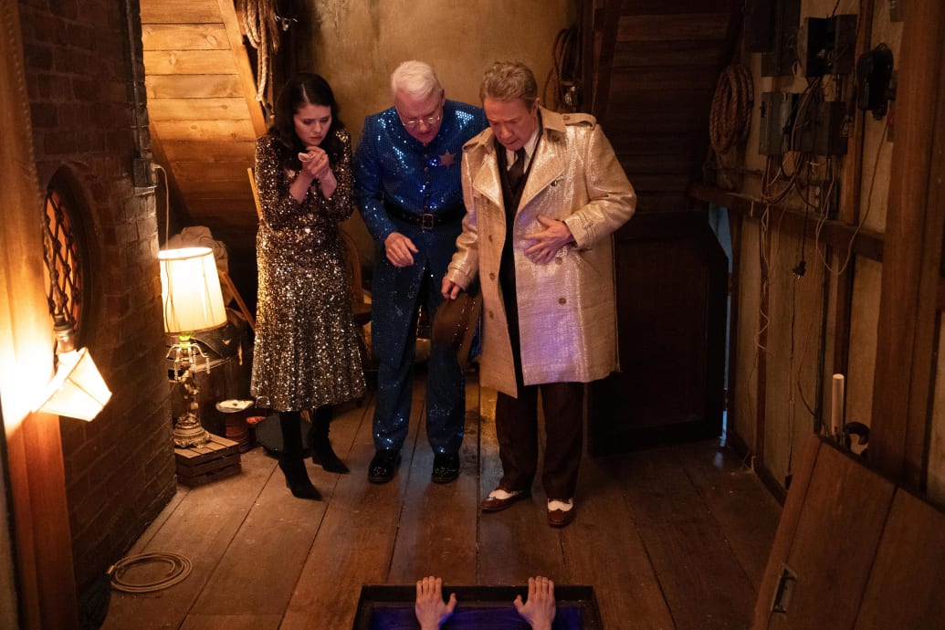 A still of Selena Gomez, Steve Martin, and Martin Short in "Only Murders in the Building"