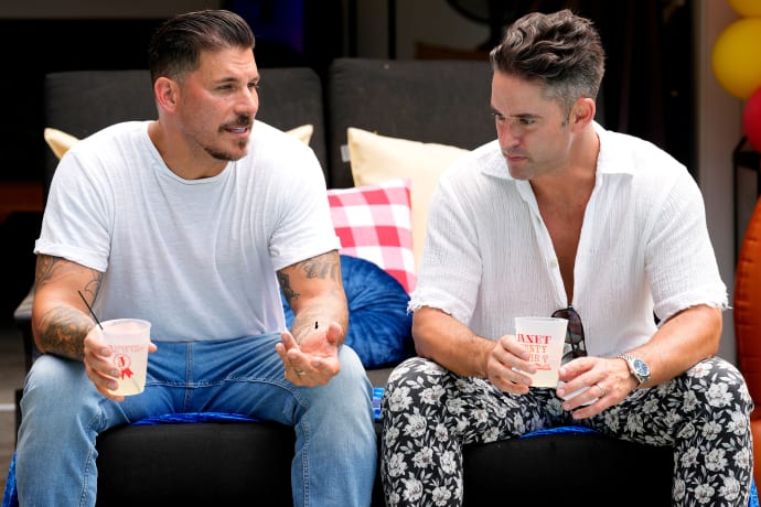 Jax Taylor and Jesse Lally sit and talk in a still from ‘The Valley’