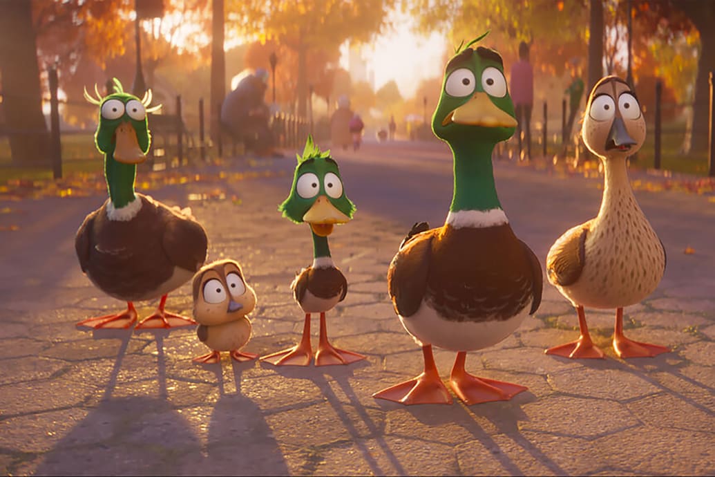 Ducks in a row in a still from 'Migration'