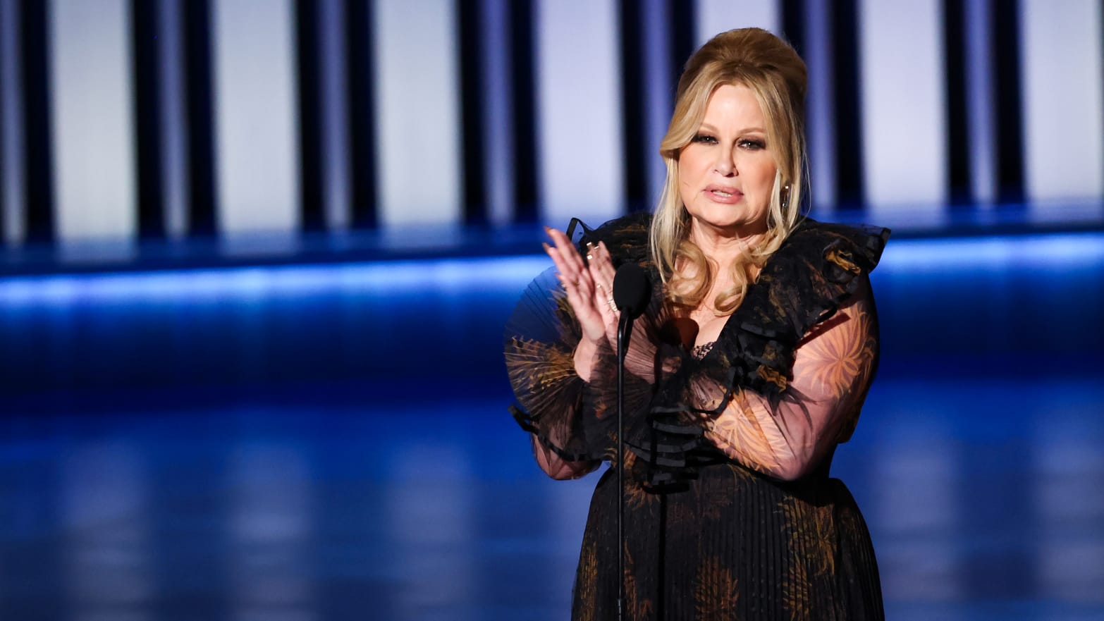 Jennifer Coolidge accepts the Outstanding Supporting Actress in a Drama Series award for “The White Lotus” at the Emmys