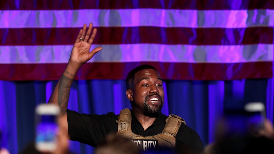 Rapper Kanye West holds his first rally in support of his presidential bid in North Charleston, South Carolina, U.S.