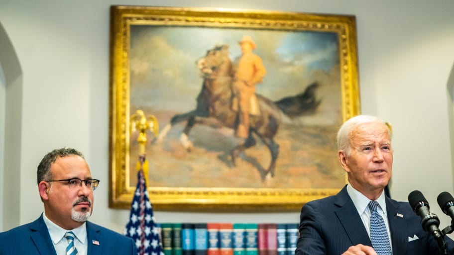 President Joe Biden and Education Secretary Miguel Cardona