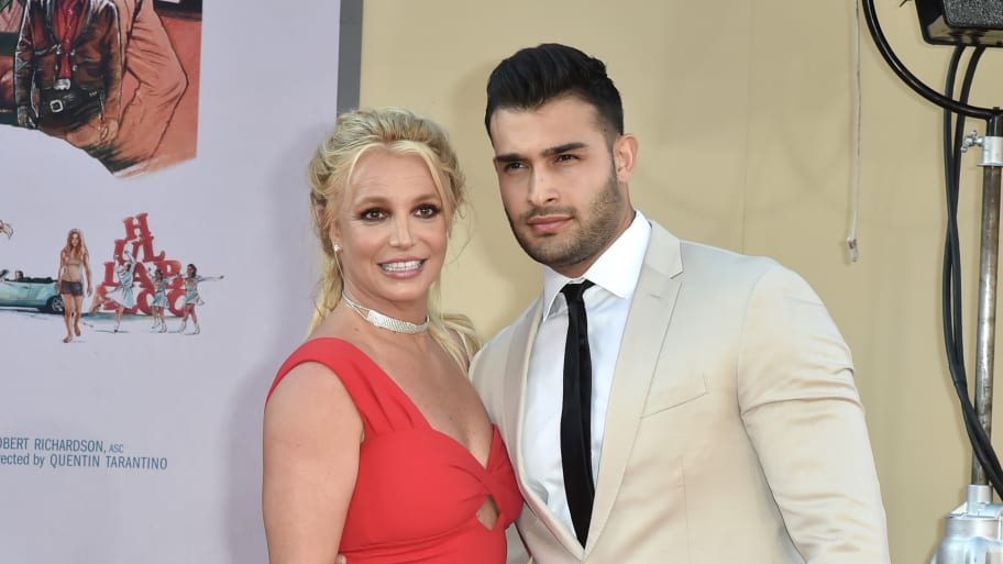 Britney Spears and Sam Asghari attend the Los Angeles premiere of "Once Upon A Time In Hollywood" at TCL Chinese Theatre on July 22, 2019 in Hollywood, California.