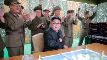 This undated picture released from North Korea's official Korean Central News Agency (KCNA) on June 23, 2016 shows North Korean leader Kim Jong-Un (C) inspecting a test of the surface-to-surface medium long-range strategic ballistic missile Hwasong-10 at an undisclosed location in North Korea.\nThe Musudan -- also known as the Hwasong-10 -- has a theoretical range of anywhere between 2,500 and 4,000 kilometres (1,550 to 2,500 miles). / AFP / KCNA VIA KNS / KCNA / South Korea OUT / REPUBLIC OF KOREA OUT   ---EDITORS NOTE--- RESTRICTED TO EDITORIAL USE - MANDATORY CREDIT \AFP PHOTO/KCNA VIA KNS\ - NO MARKETING NO ADVERTISING CAMPAIGNS - DISTRIBUTED AS A SERVICE TO CLIENTS\nTHIS PICTURE WAS MADE AVAILABLE BY A THIRD PARTY. AFP CAN NOT INDEPENDENTLY VERIFY THE AUTHENTICITY, LOCATION, DATE AND CONTENT OF THIS IMAGE. THIS PHOTO IS DISTRIBUTED EXACTLY AS RECEIVED BY AFP.  /         (Photo credit should read KCNA/AFP via Getty Images)