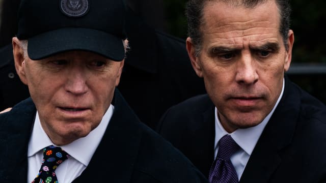 President Joe Biden and his son Hunter Biden during the 2024 White House Easter Egg Roll on the South Lawn of the White House, Monday, April 1, 2024.