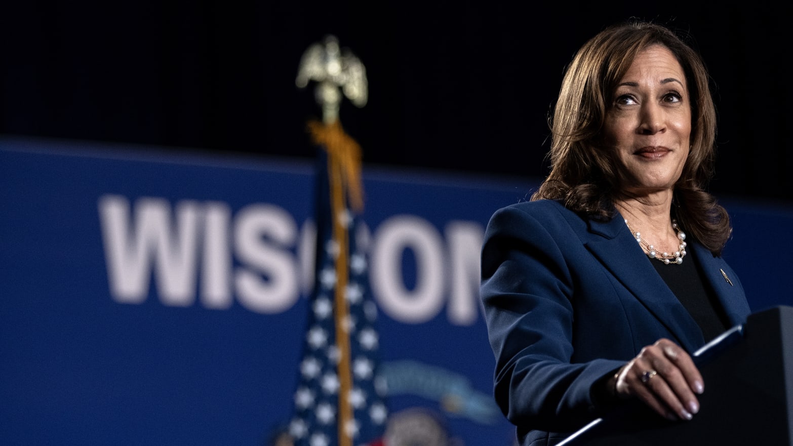 Democratic presidential candidate Kamala Harris speaks to supporters during a campaign rally at on July 23, 2024 in West Allis, Wisconsin.