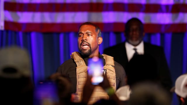 Kanye West holds a rally for his failed presidential bid in 2020.