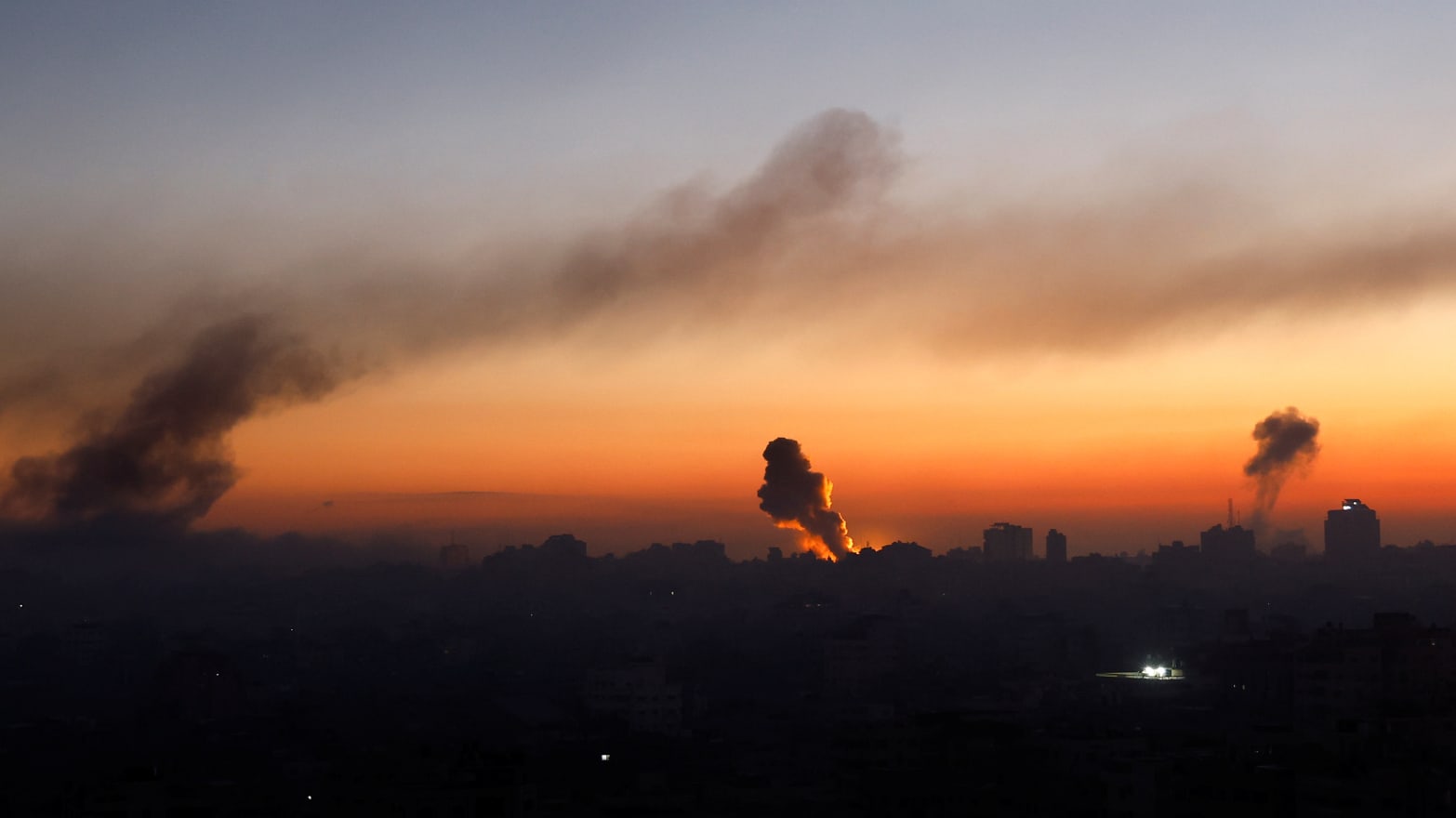 Smoke billows following Israeli strikes amid the ongoing conflict between Israel and the Palestinian Islamist group Hamas, in Gaza
