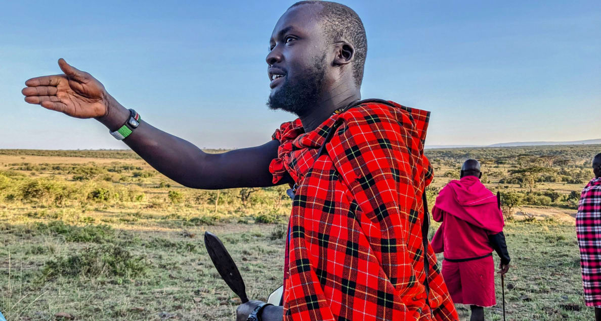 A photograph of the Maasai guide, Steve Nkumum.