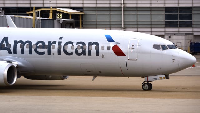 A photo of an American Airlines jet. 