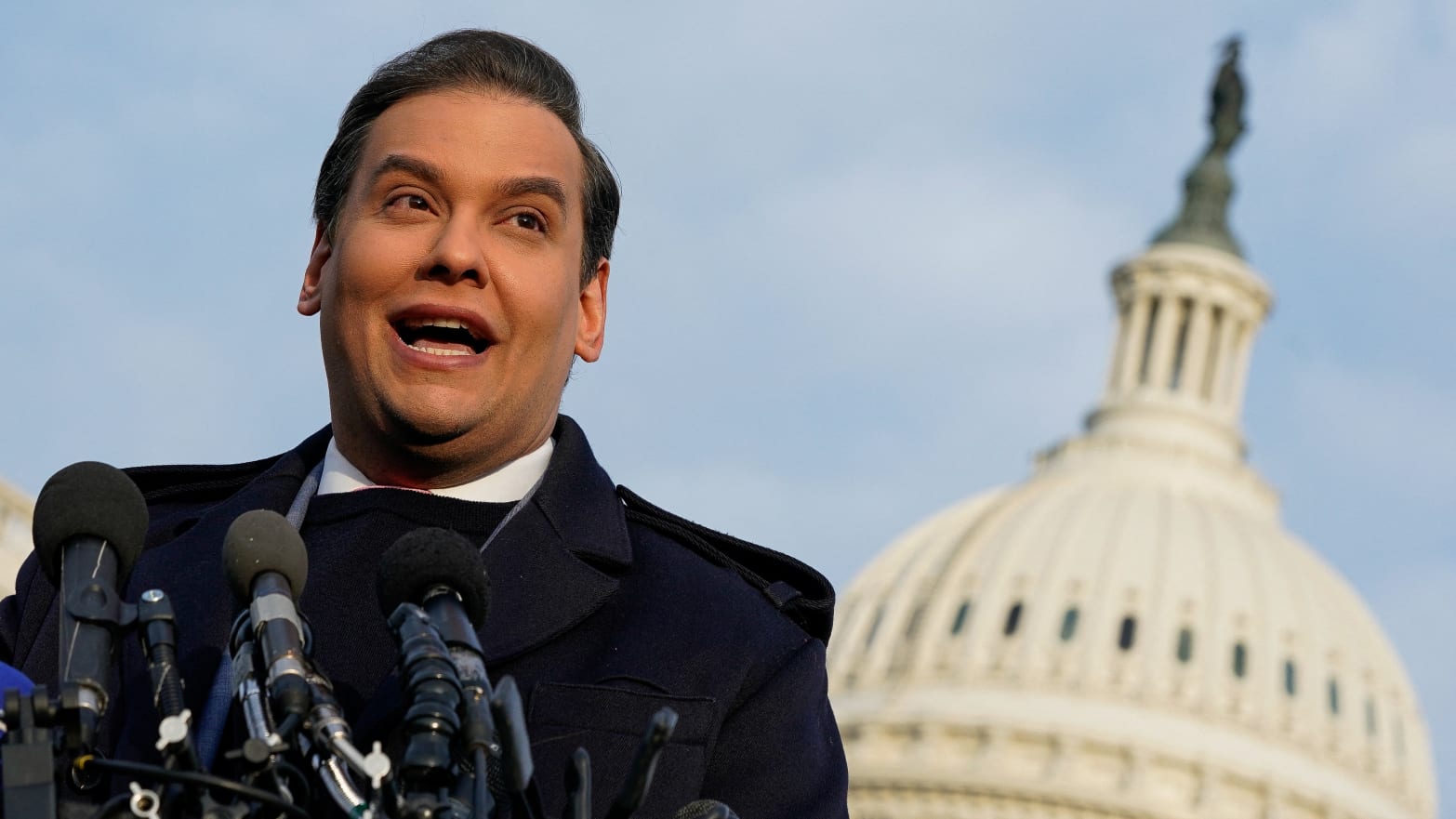 U.S. Rep. George Santos (R-NY) holds a press conference to address efforts to expel him from the House of Representatives, at the U.S. Capitol in Washington, D.C., Nov. 30, 2023. 