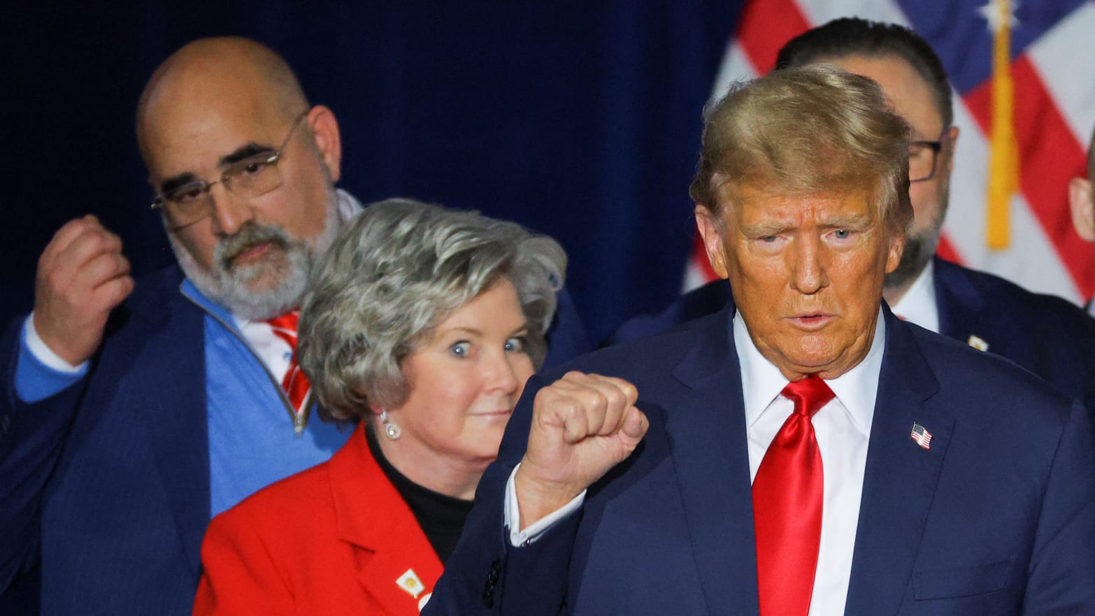 Donald Trump with his campaign advisers Susie Wiles and Chris LaCivita