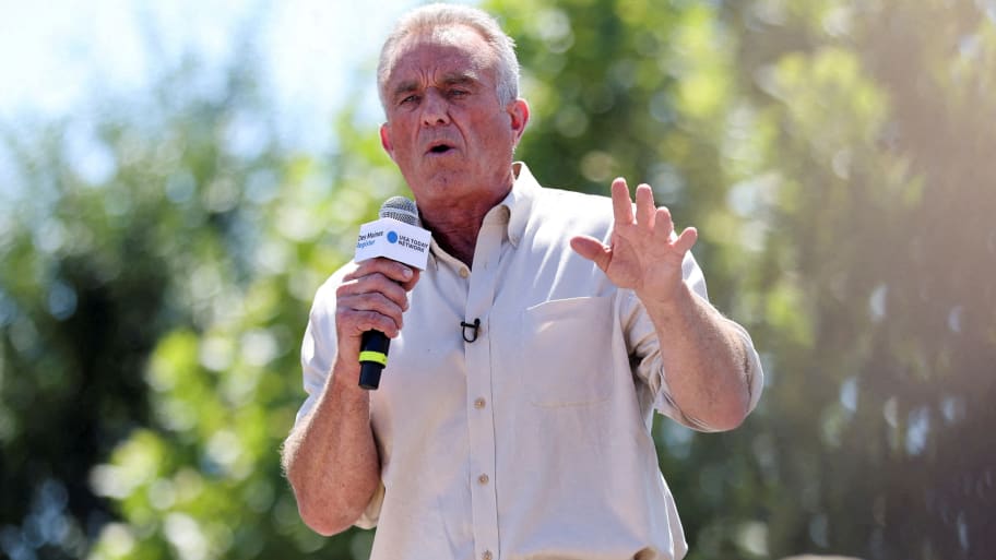 presidential candidate Robert F. Kennedy Jr. delivers his political soapbox speech at the Iowa State Fair