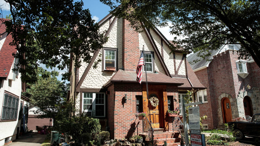 A view of Donald Trump's childhood home, September 12, 2016 in the in the Jamaica Estates neighborhood in the Queens borough of New York City.