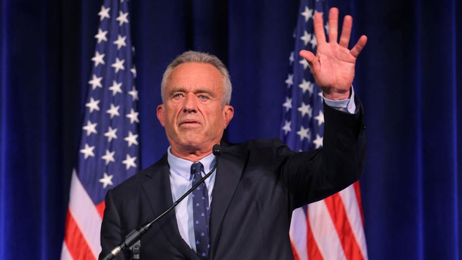 Robert F. Kennedy Jr. gives a speech in New Hampshire