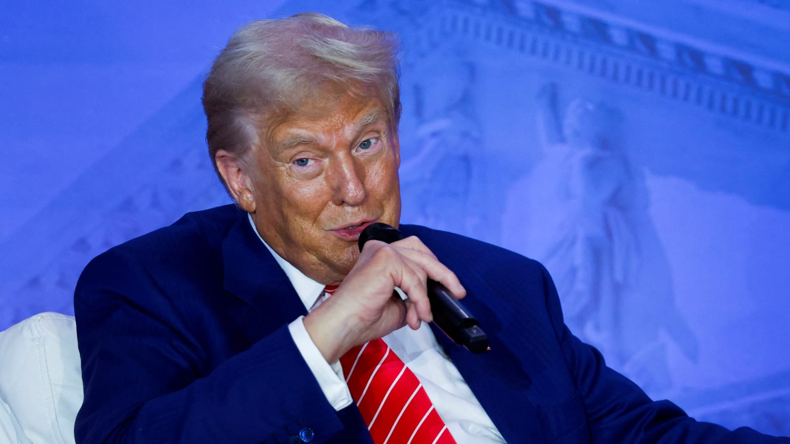 Donald Trump speaks onstage during the Moms for Liberty National Summit, in Washington, D.C., on Aug. 30, 2024.