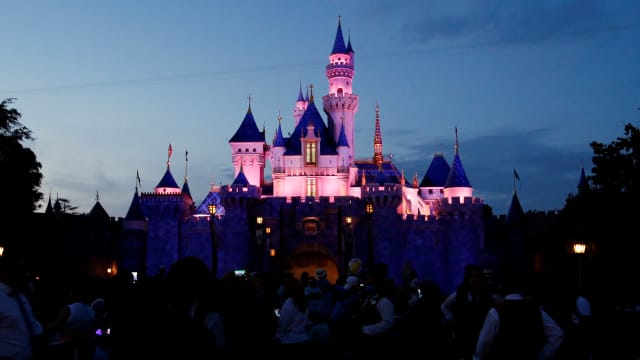 Sleeping Beauty Castle is pictured at dusk at Disneyland Park in Anaheim, California, U.S., July 24, 2021.