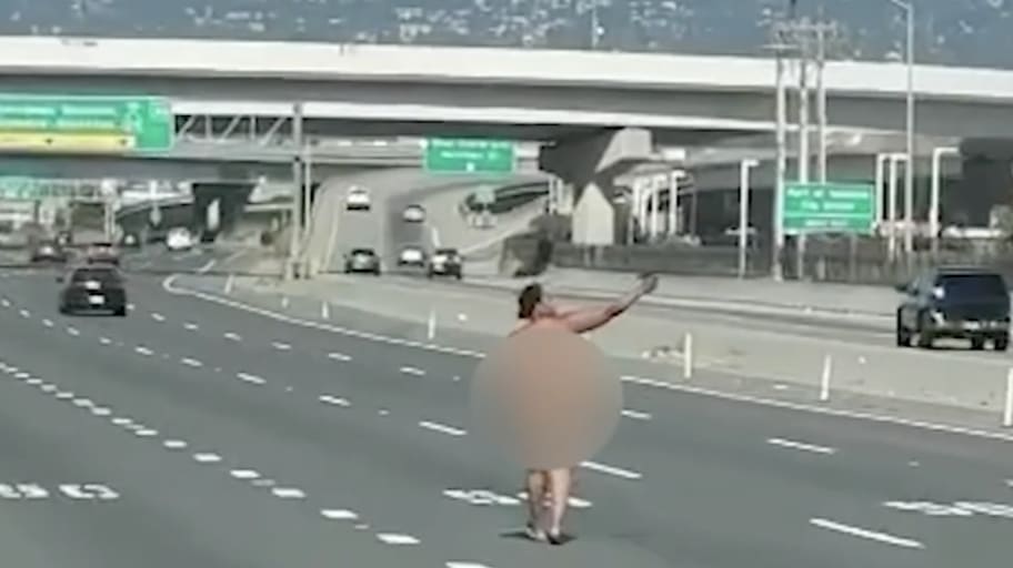 A naked woman armed with a gun fired at cars on the San Francisco-Oakland Bay Bridge in California.