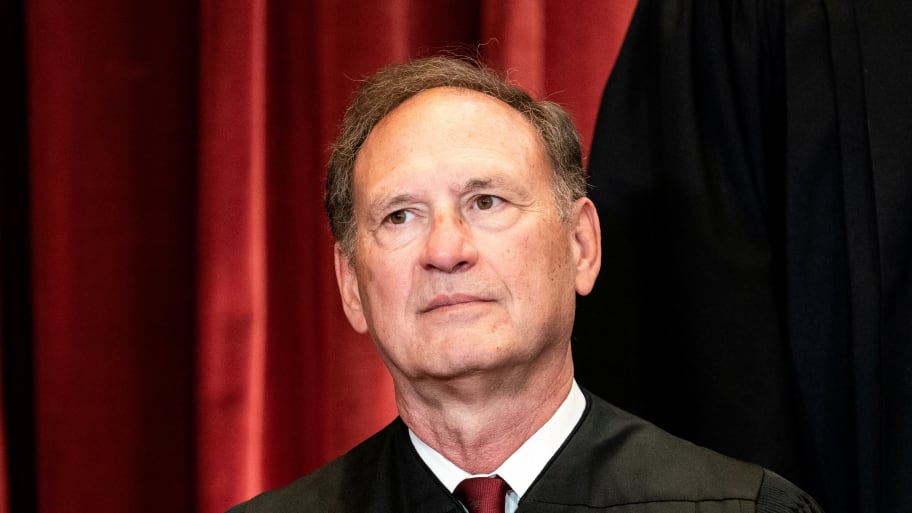 Associate Justice Samuel Alito poses during a group photo of the Justices at the Supreme Court in Washington D.C. on April 23, 2021.