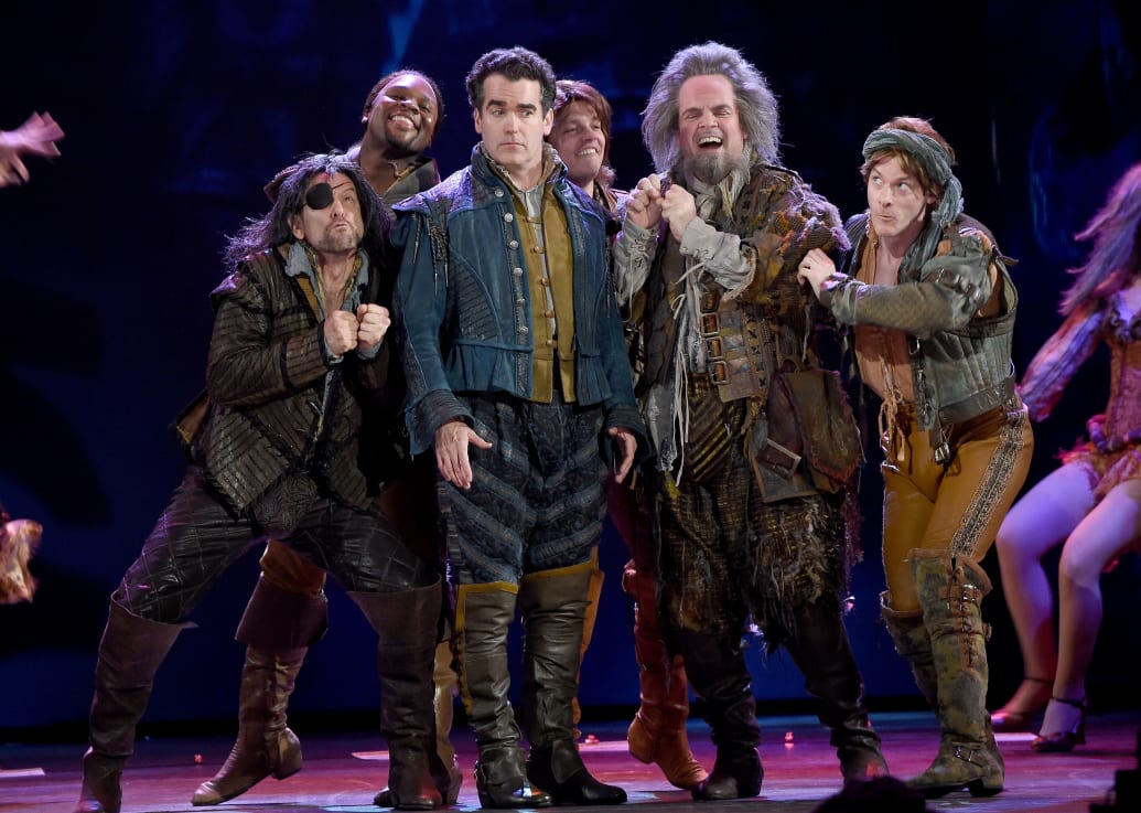 Brian d'Arcy James and Brad Oscar and the cast of "Something Rotten" perform onstage at the 2015 Tony Awards at Radio City Music Hall on June 7, 2015 in New York City.