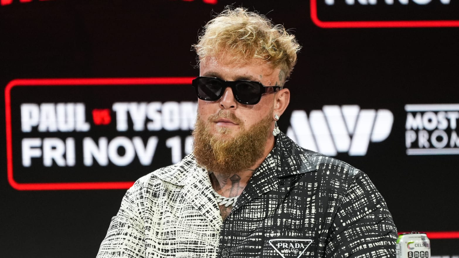 Jake Paul speaks during a press conference at Fanatics Fest NYC at Javits Center on August 18, 2024 in New York City. 