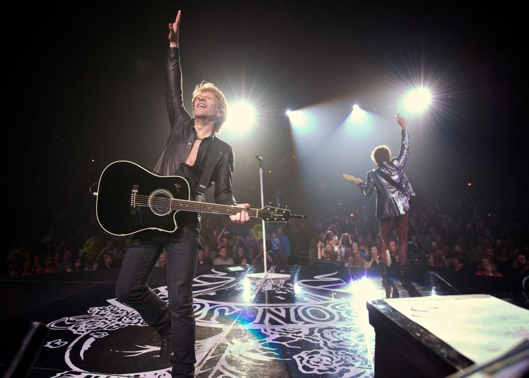 A photo of Bon Jovi performing