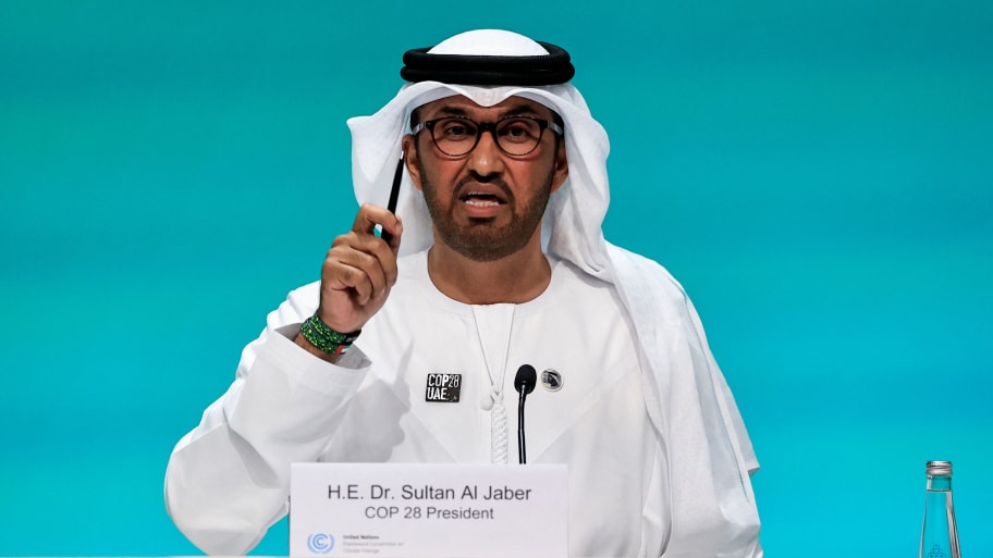 United Arab Emirates Minister of Industry and Advanced Technology and COP28 President Sultan Ahmed Al Jaber speaks during a press conference at the United Nations Climate Change Conference (COP28) in Dubai, United Arab Emirates, Dec. 4, 2023. 