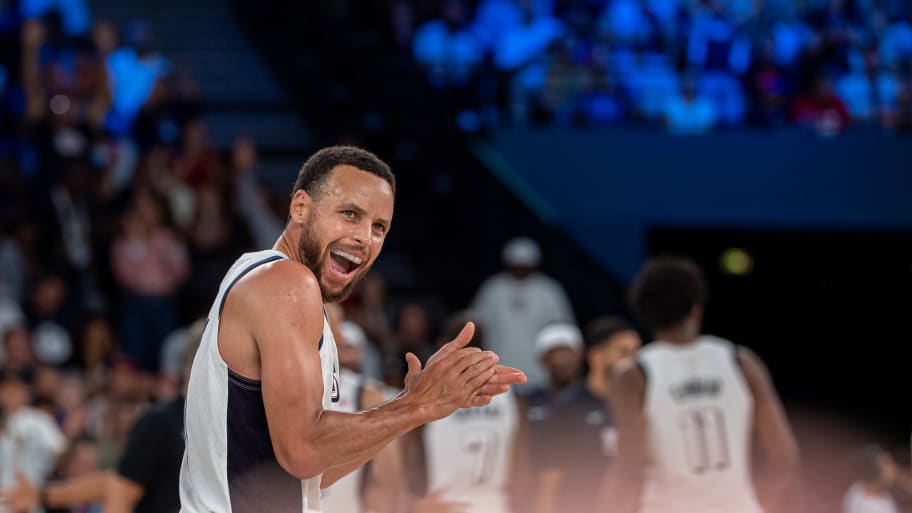 Steph Curry after beating Serbia during the Men's basketball semifinals.